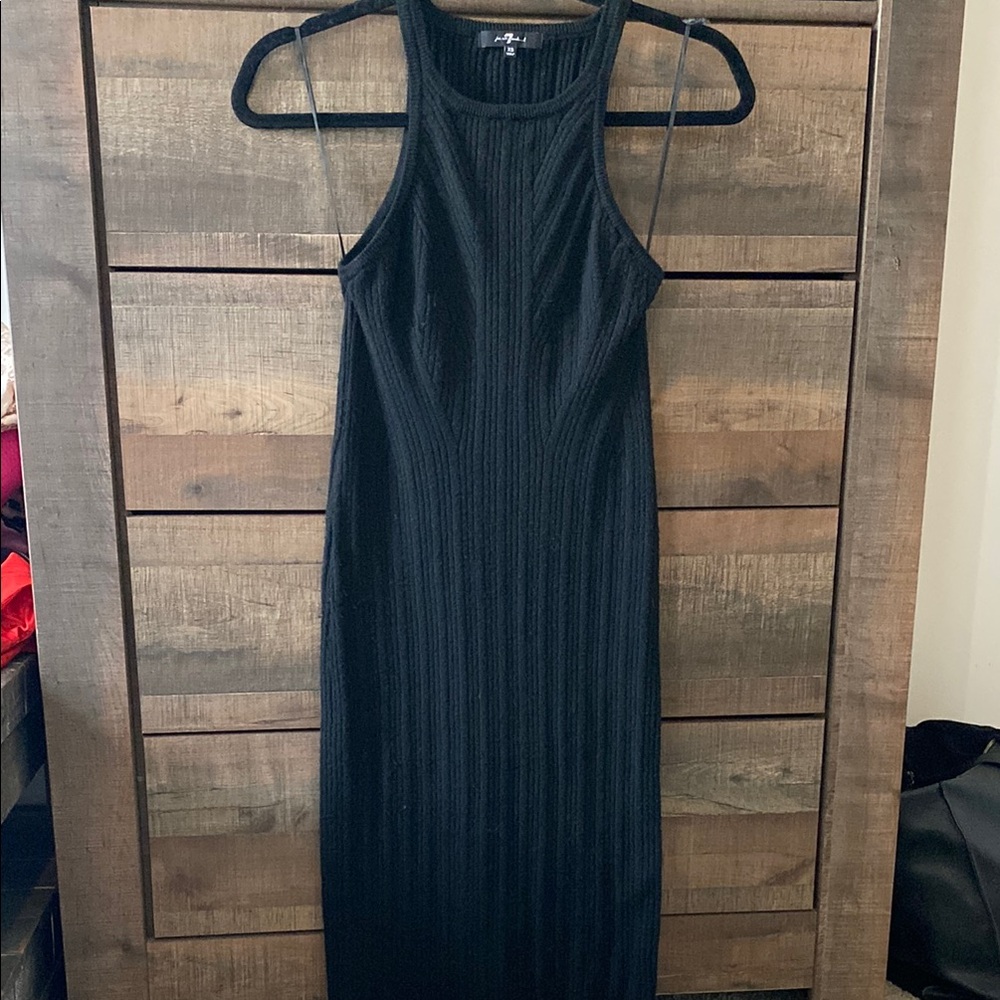 7 for all Mankind Black Ribbed Knit Dress size XS